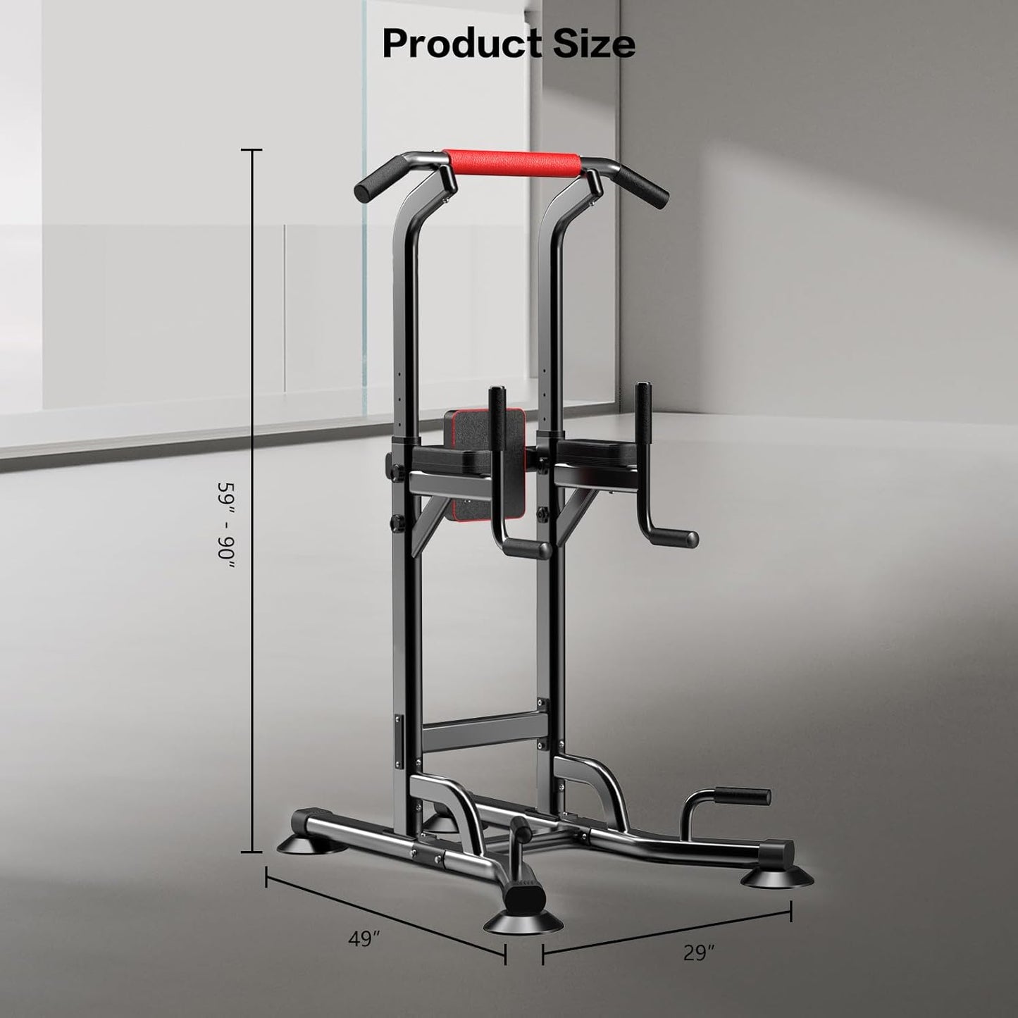 Adjustable Dip Station & Pull Up Bar (59”–90”) Multi Function Strength Training Equipment
