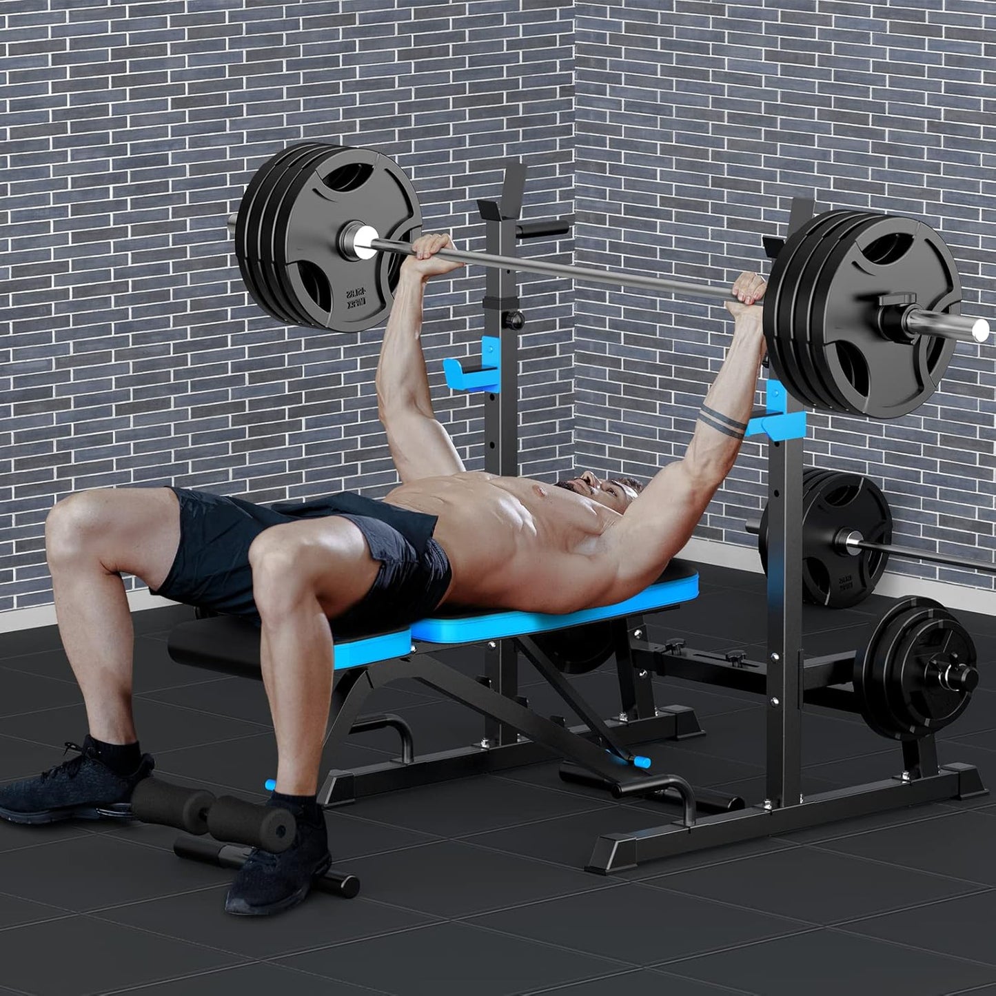 Weight Bench with Squat Rack Adjustable Bench Press & Barbell Rack Set for Home Gym Strength Training