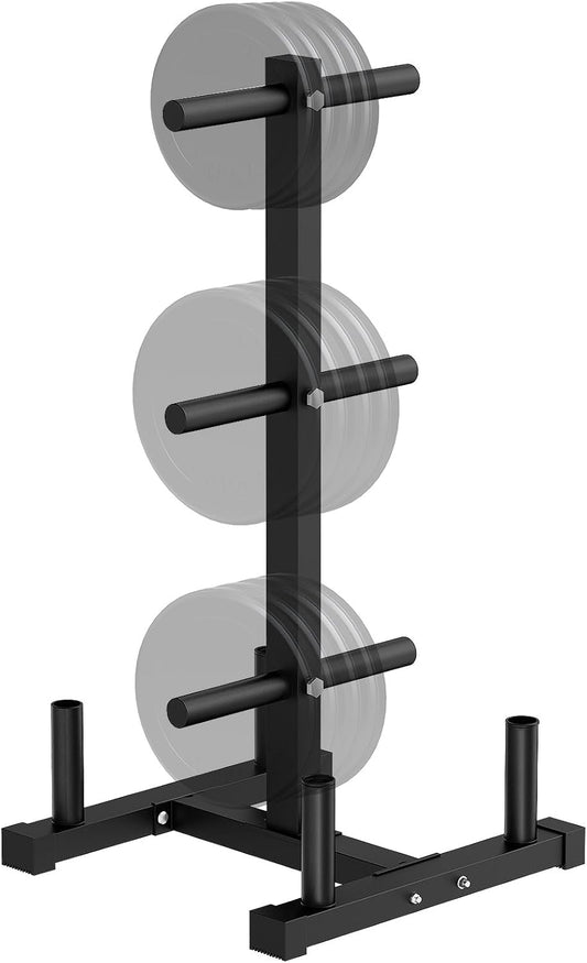Olympic Plate Holder with Stability Base Heavy Duty Barbell & Bumper Plate Storage Tree
