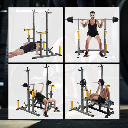Adjustable Squat Rack Multi-Function Barbell Rack 690LB Capacity for Home Gym Bench Press