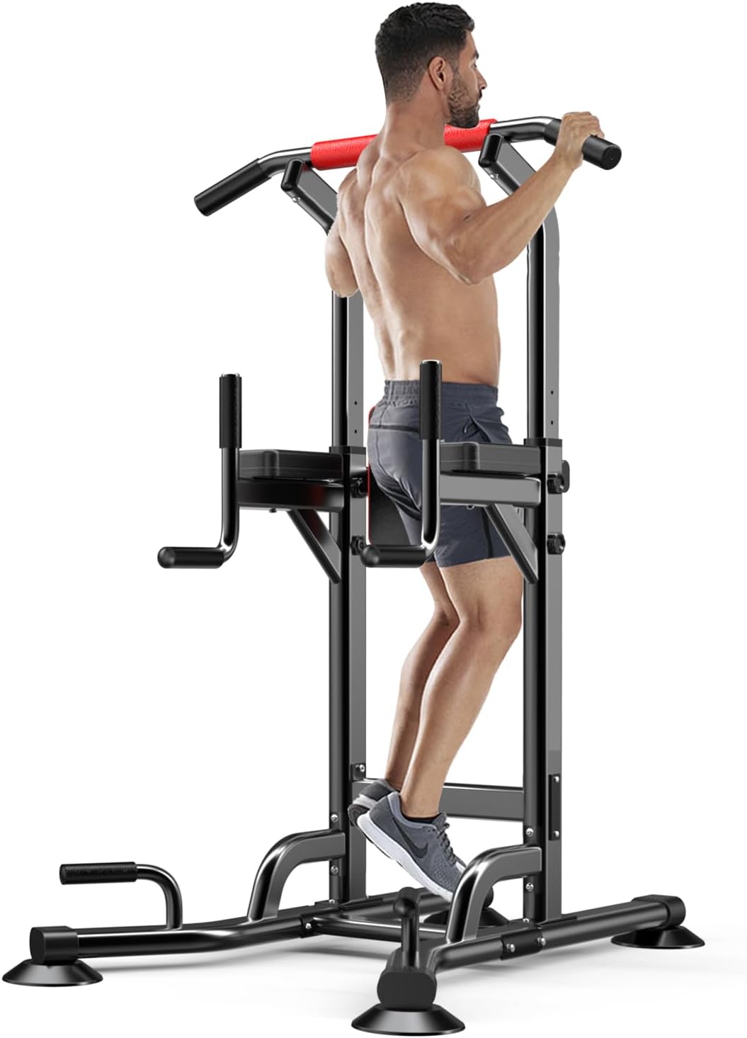 Adjustable Dip Station & Pull Up Bar (59”–90”) Multi Function Strength Training Equipment