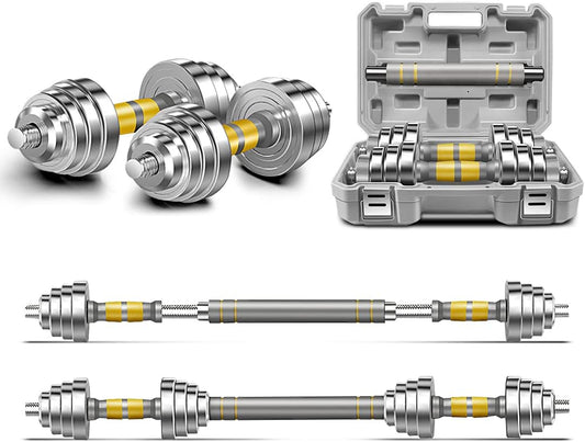 Adjustable Dumbbell (44–88 lbs) Convertible Dumbbells to Barbell with Connecting Rod