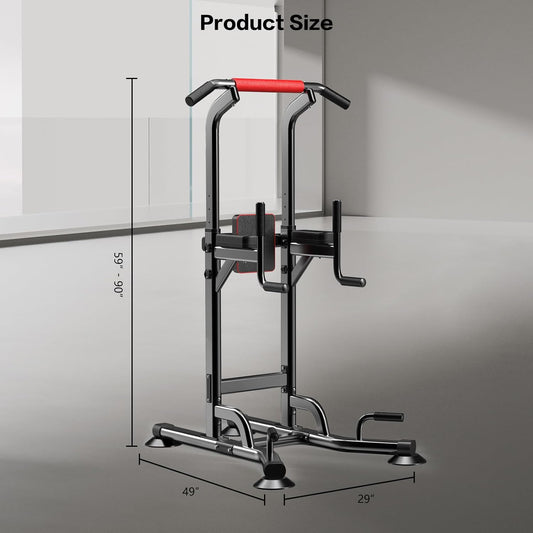 Adjustable Dip Station & Pull Up Bar (59”–90”) Multi Function Strength Training Equipment